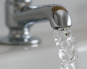 Water flows from a domestic tap, United Kingdom