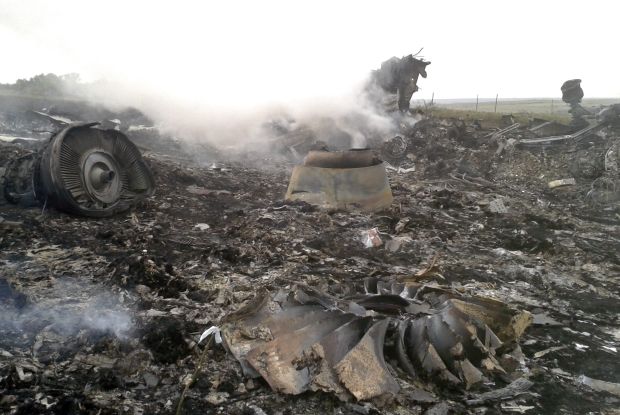 Site of Malaysia Airlines Boeing 777 план crash является косточком в районе Грабово в Донецкой области