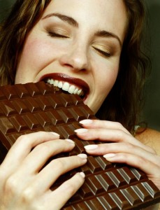 Woman-eating-chocolate