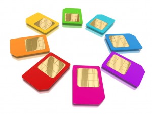 3D Sim Card in front of a white background.