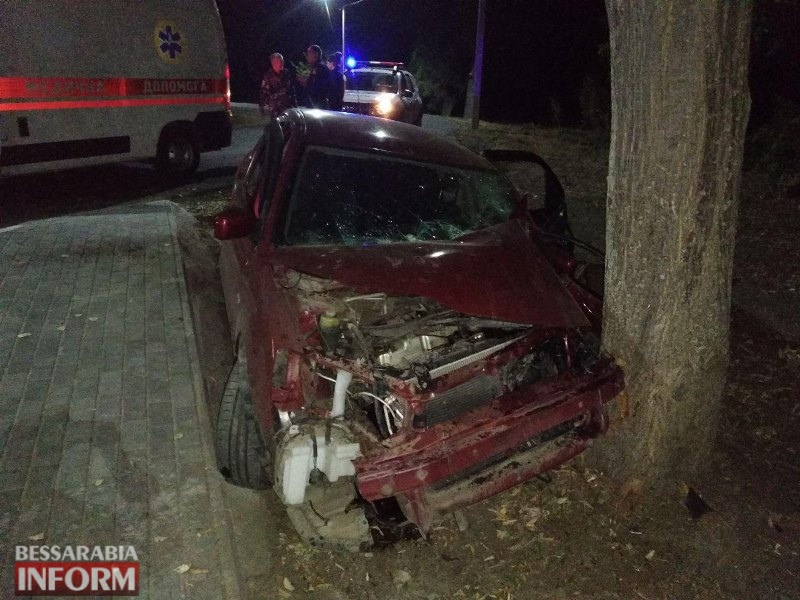 В Измаиле Mitsubishi слетел с дороги и врезался в дерево - водитель и пассажир в больнице
