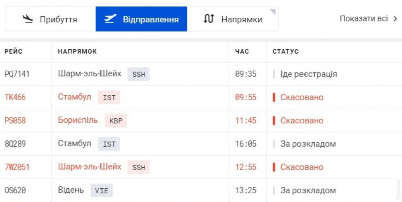 В Одесском аэропорту отменены все утренние рейсы