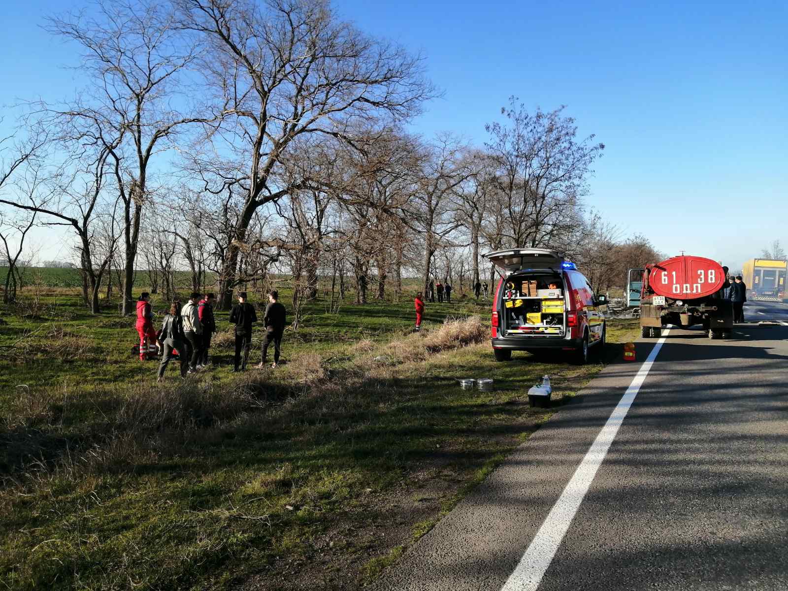 На трассе Одесса-Рени дотла сгорела вспыхнувшая на ходу маршрутка Одесса-Измаил