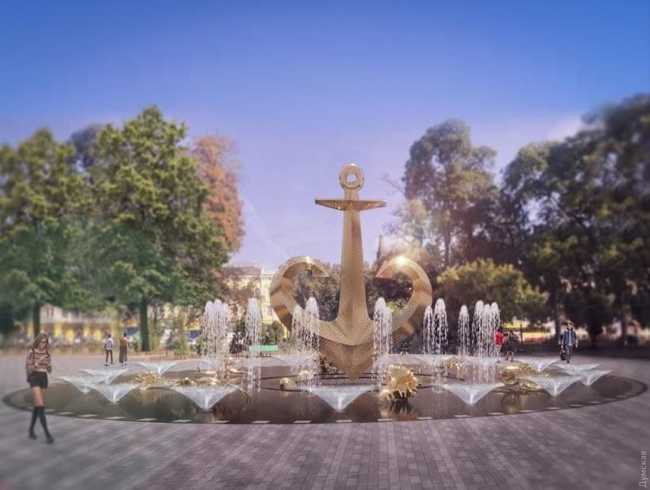 Площадь перед ЖД-вокзалом "Одесса" хотят украсить роскошным фонтаном с якорем за почти 40 млн грн