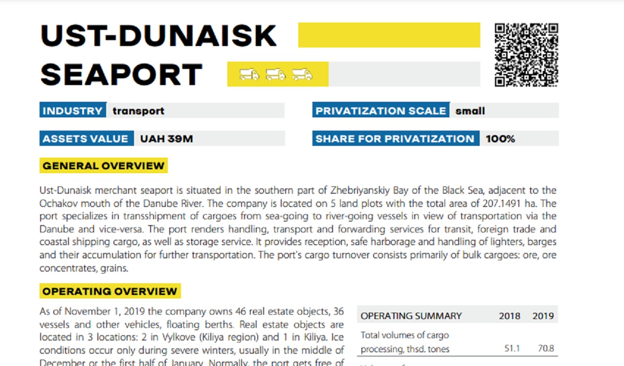 Фонд госимущества включил вилковский Усть-Дунайский порт в "инвестиционное меню" топовых объектов для приватизации