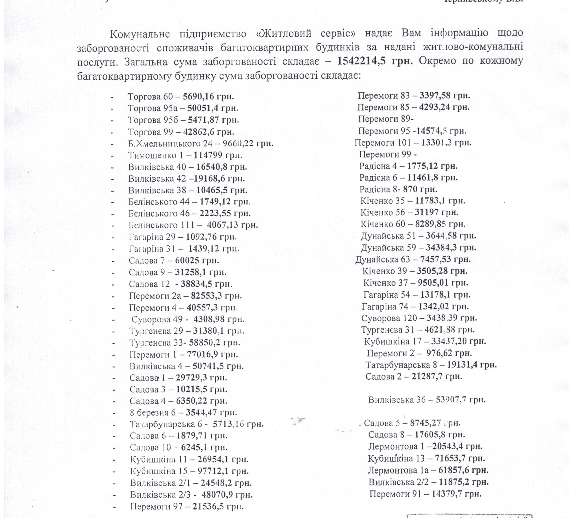 Жители Килии задолжали КП "Жилсервис" более 1,5 млн гривен: ТОП-10 должников