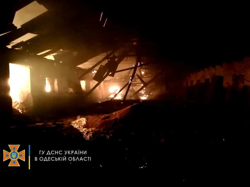В Белгород-Днестровском районе загорелась хозпостройка, в которой хранились десятки тонн зерна