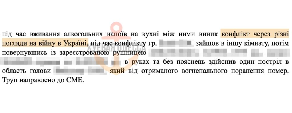 Розійшлися у поглядах на війну в Україні: на Одещині під час п'яної сварки чоловік вистрелив приятелю у голову