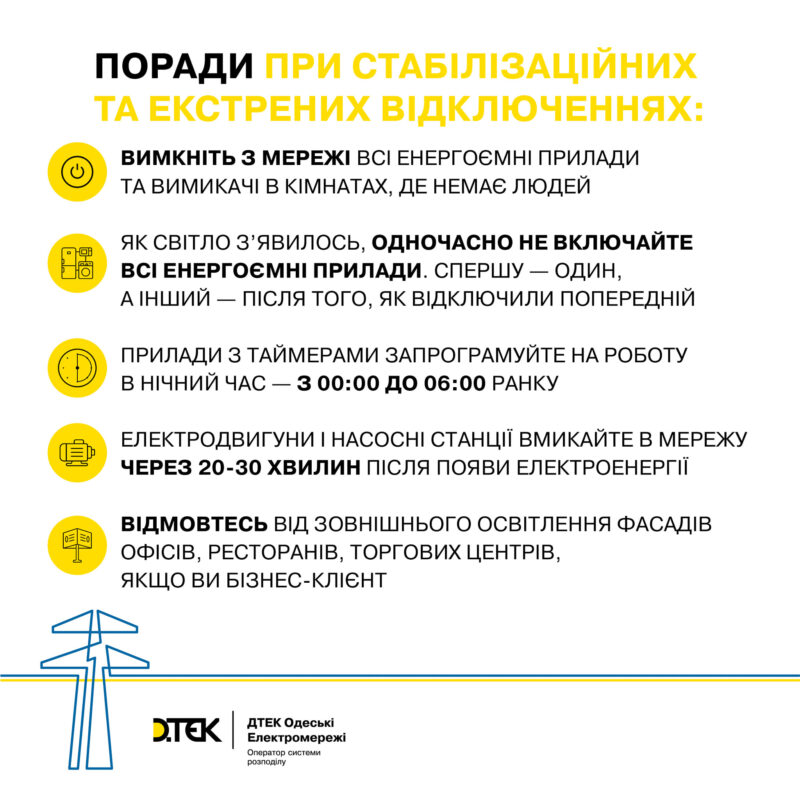 Біля 70% аварій на Одещині сталися через одночасне включення споживачами електроприладів і перевантаження мереж