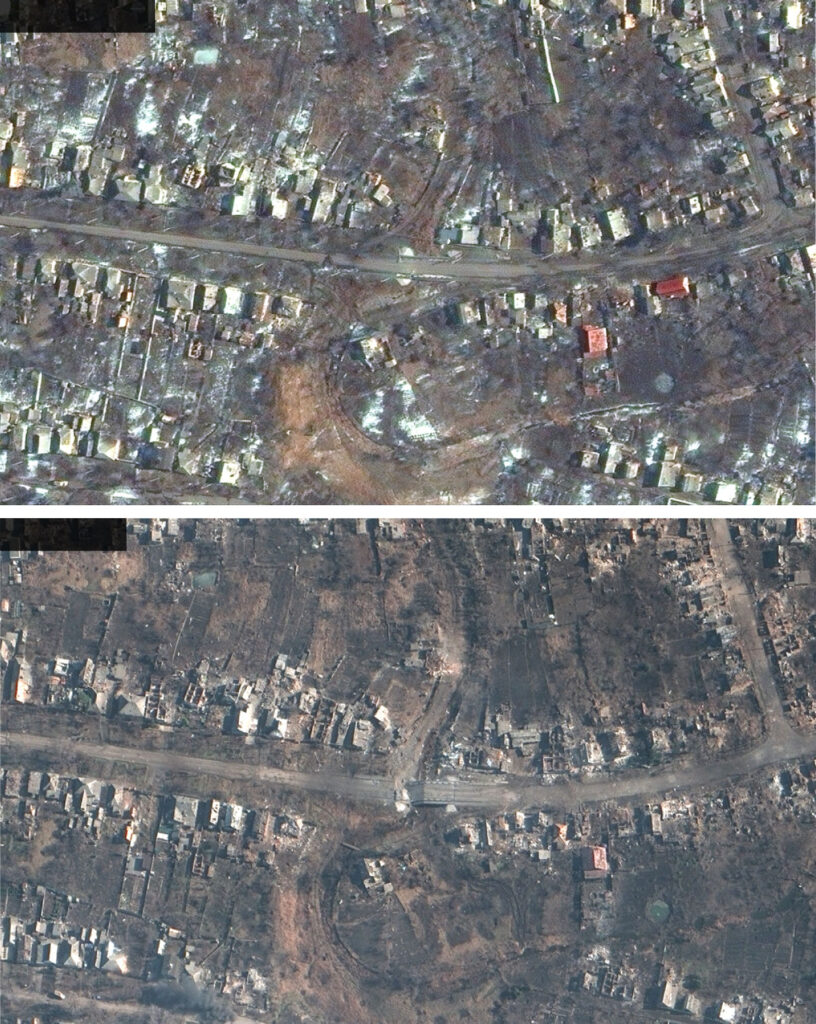 Як виглядає найпекельніша ділянка фронту: опубліковані нові супутникові знімки Бахмуту