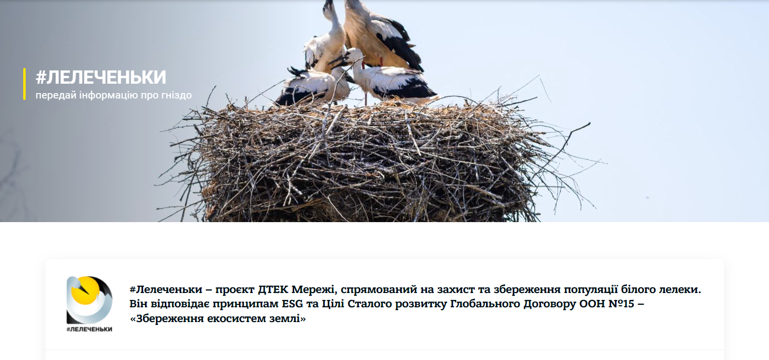 На сайті Одеських електромереж запустили нову функцію, яка допомагає зберегти життя лелек: мешканців області просять доєднатись до корисної справи