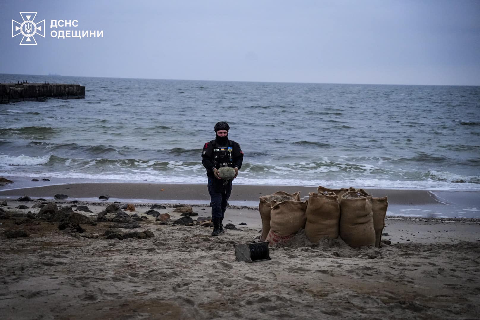 Піротехніки ДСНС знищили міну на узбережжі Чорного моря (фото)