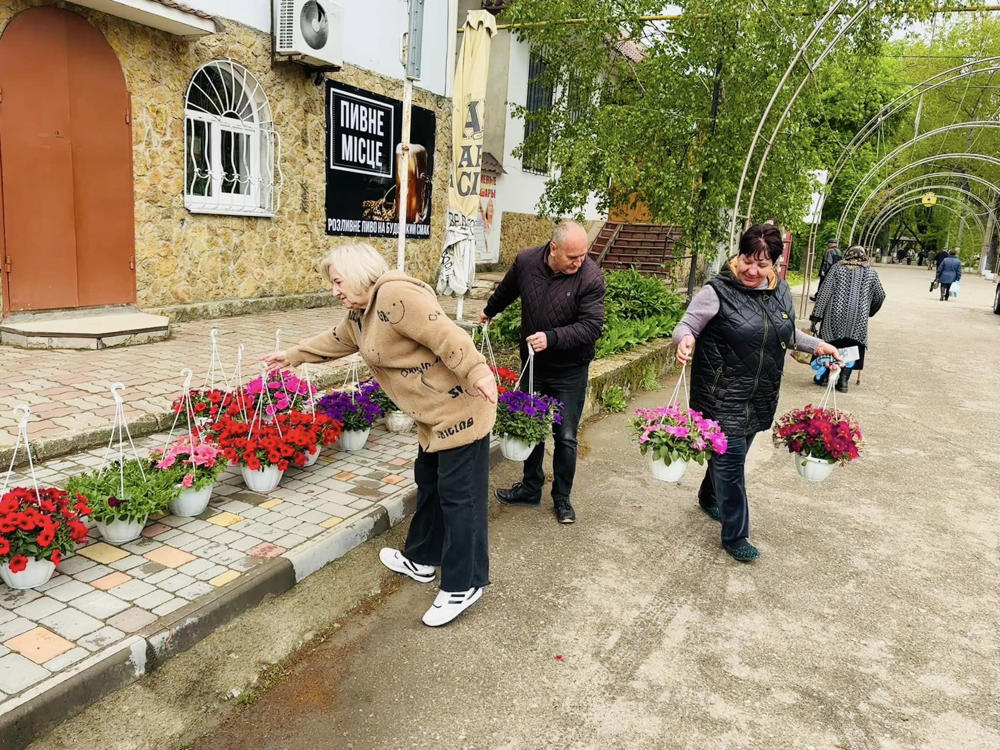 Квіти Перемоги та відродження України: у селищі Тарутине прикрасили центральну вулицю