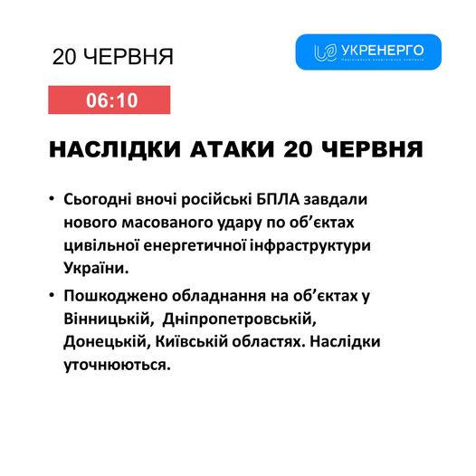 Вночі росіяни атакували енергоструктуру України - є пошкодження 4 об'єктів та постраждалі