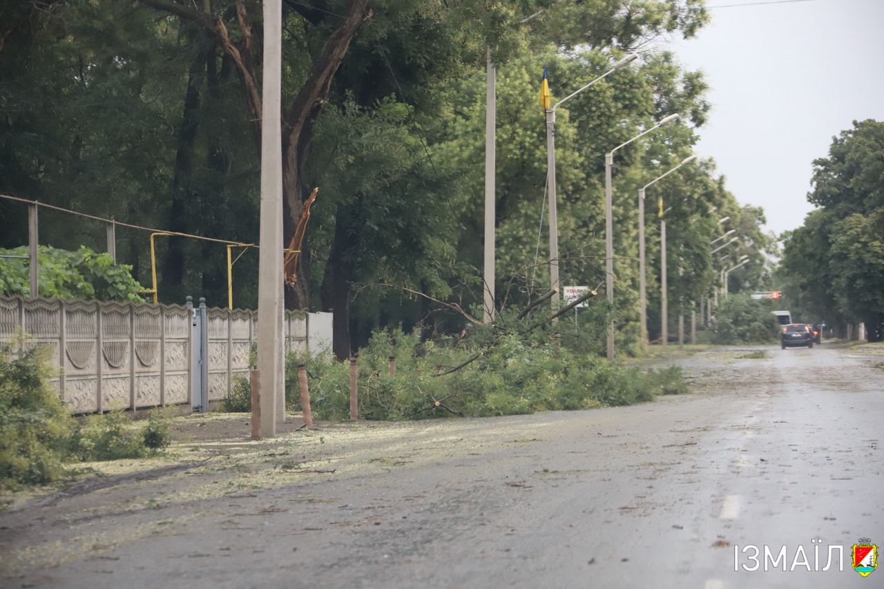 Потрощені дерева, "гірлянди" обірваних дротів та половина міста без світла - таким залишила після себе Ізмаїл сильна гроза