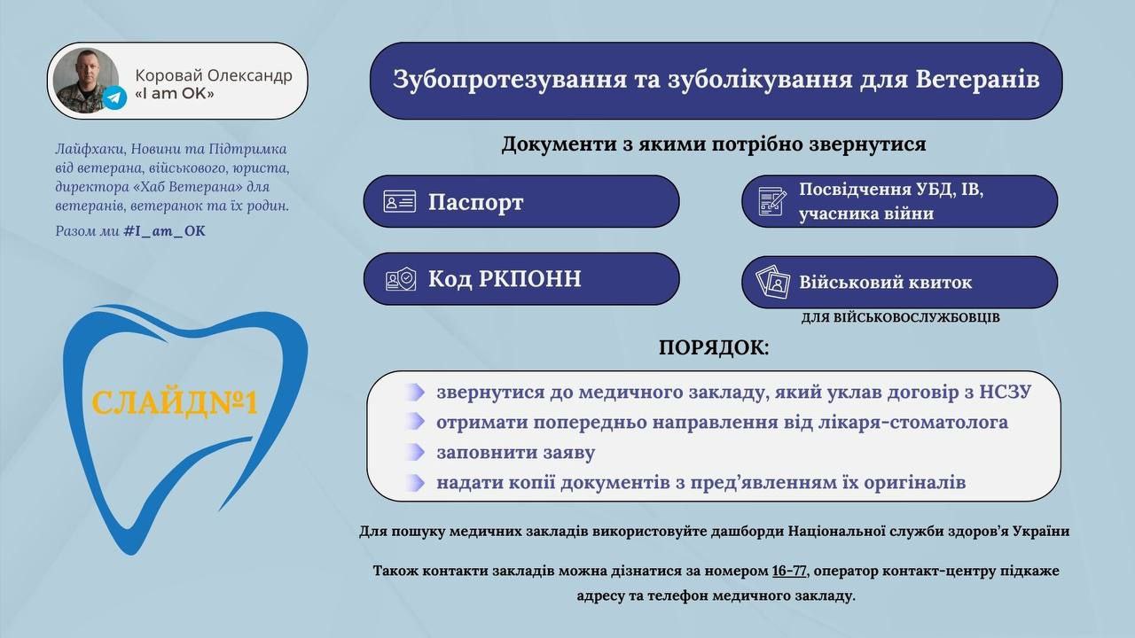 У лікарні Арцизької громади ветерани можуть безкоштовно протезувати зуби