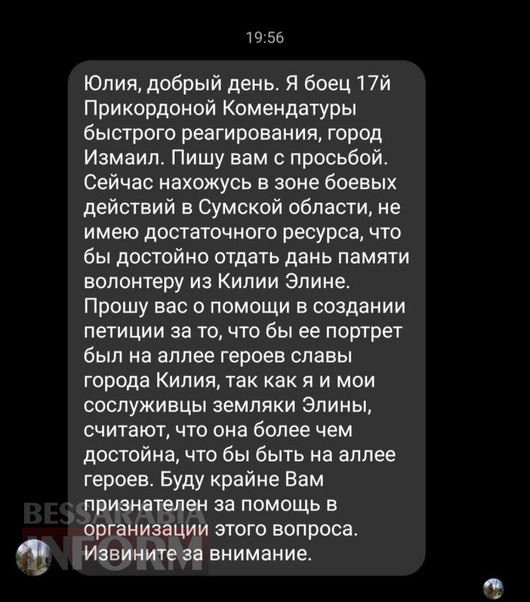 Відвага, що не потребує зброї: військові вимагають розмістити портрет померлої волонтерки з Кілії на Алеї слави