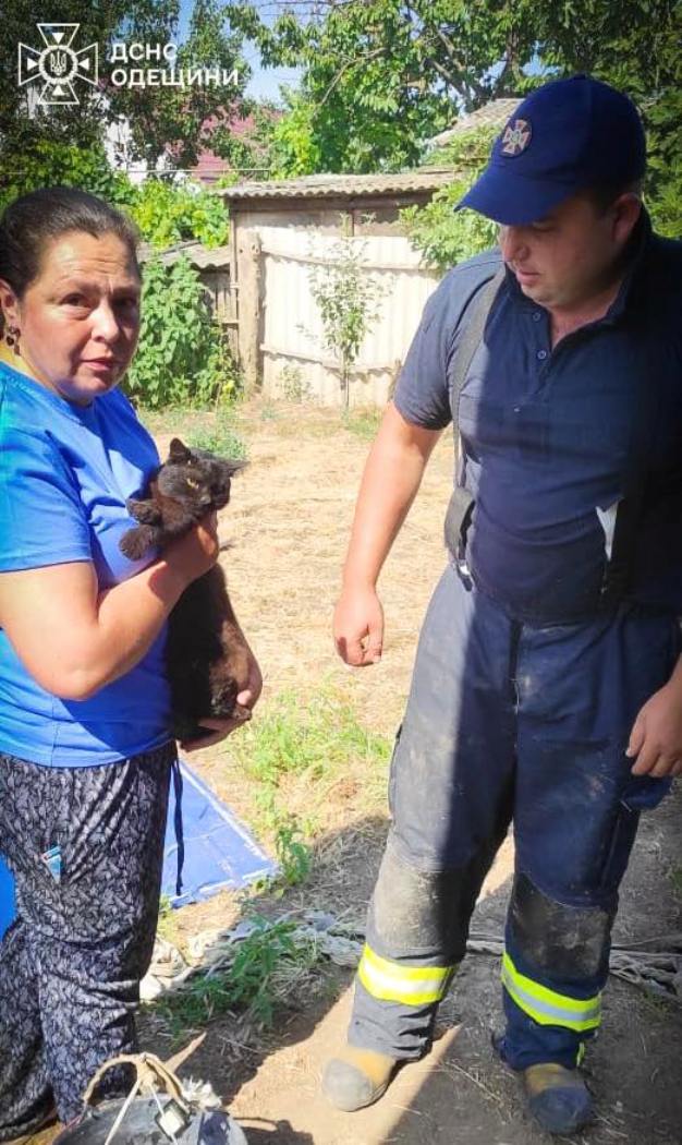 Кожне життя важливе: ізмаїльські вогнеборці врятували кошеня, що впало у колодязь