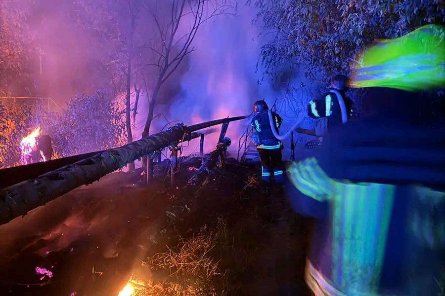 Ізмаїльські нацгвардійці показали, як гасили пожежу після атаки "шахедів"