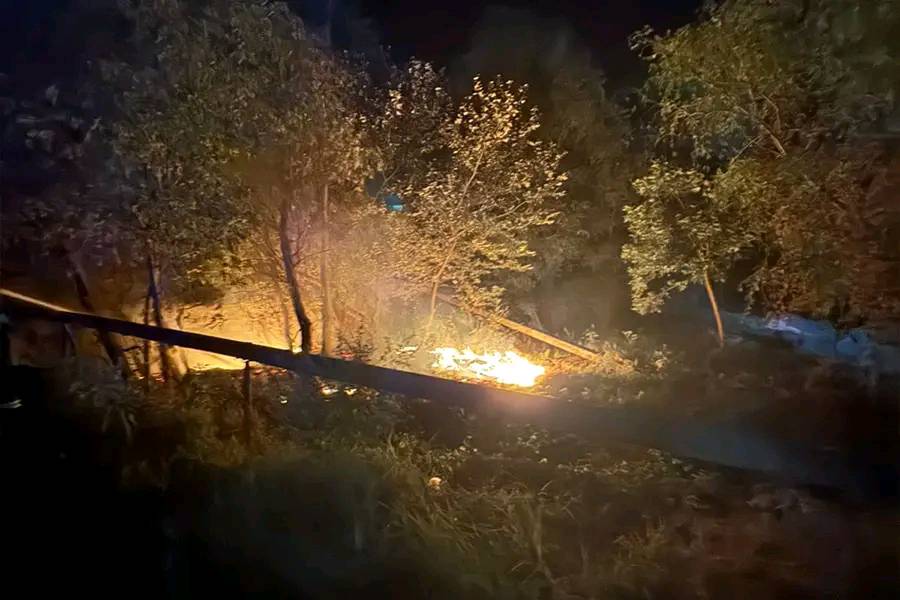 Ізмаїльські нацгвардійці показали, як гасили пожежу після атаки "шахедів"
