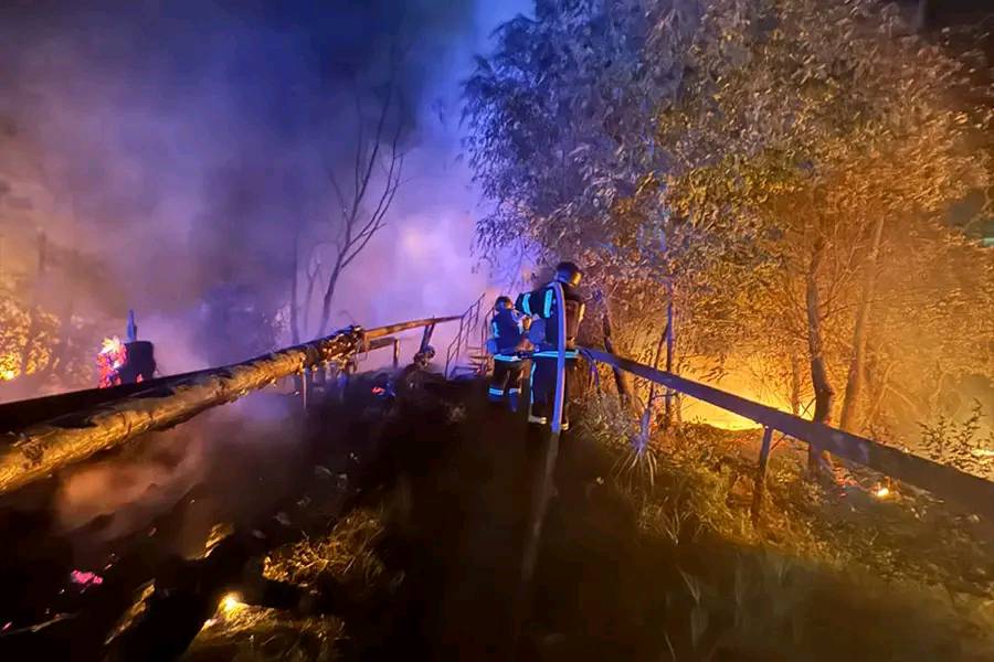 Ізмаїльські нацгвардійці показали, як гасили пожежу після атаки "шахедів"