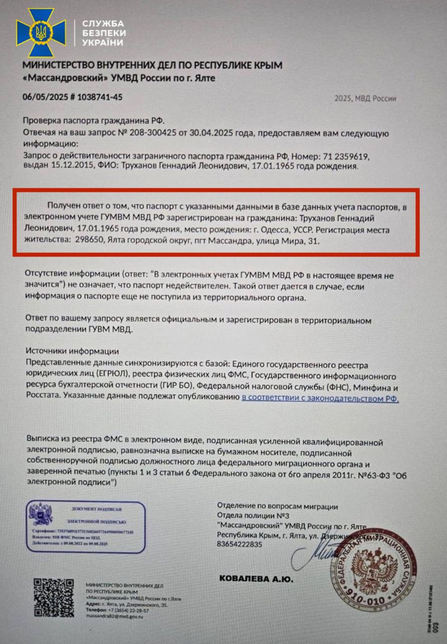 У СБУ підтвердили наявність у мера Одеси Труханова російського громадянства (фотодокази)