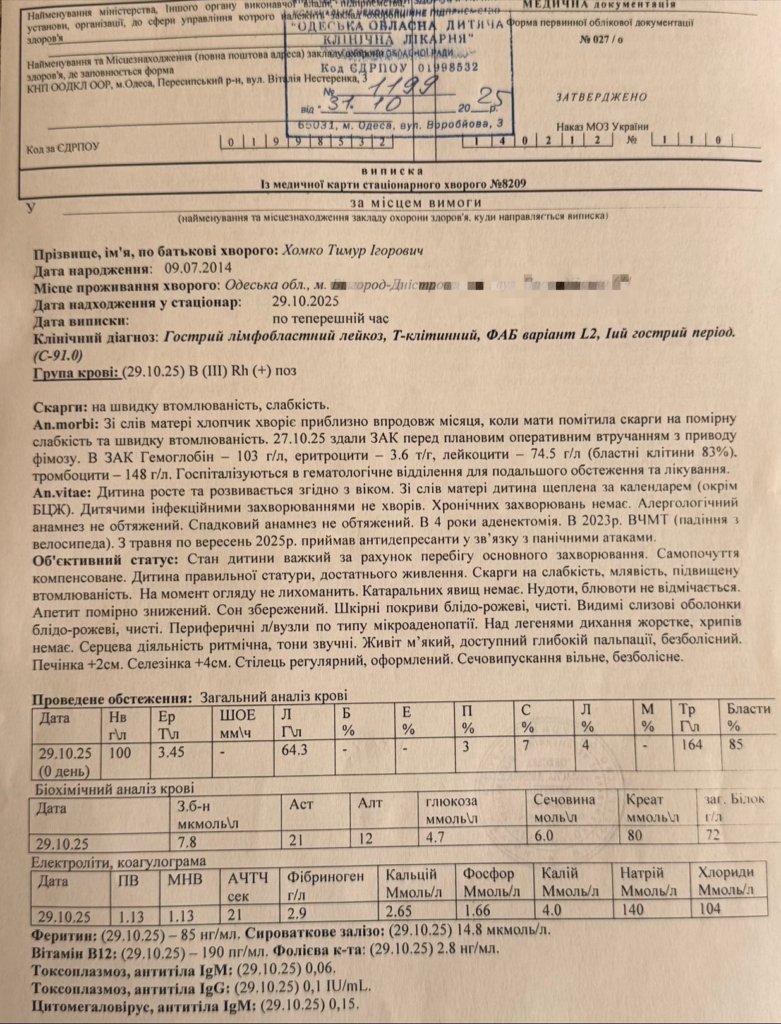 Добрий, щирий і світлий хлопчик: у 11-річного аккерманця виявили важку хворобу. Оголошено збір на лікування