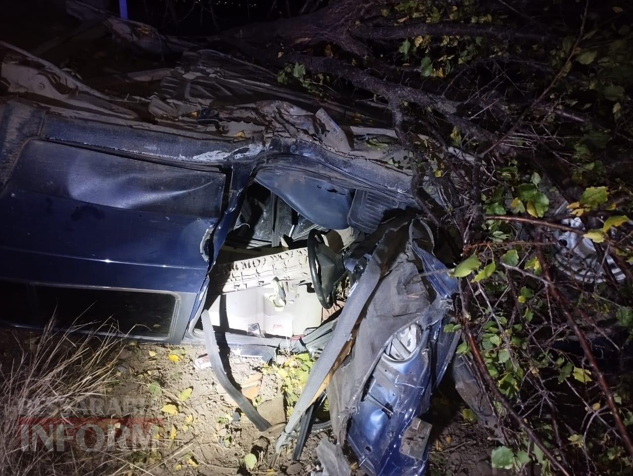 Об дерево та в кювет: в Ізмаїльському районі рятувальники вилучали з автівки загиблого водія