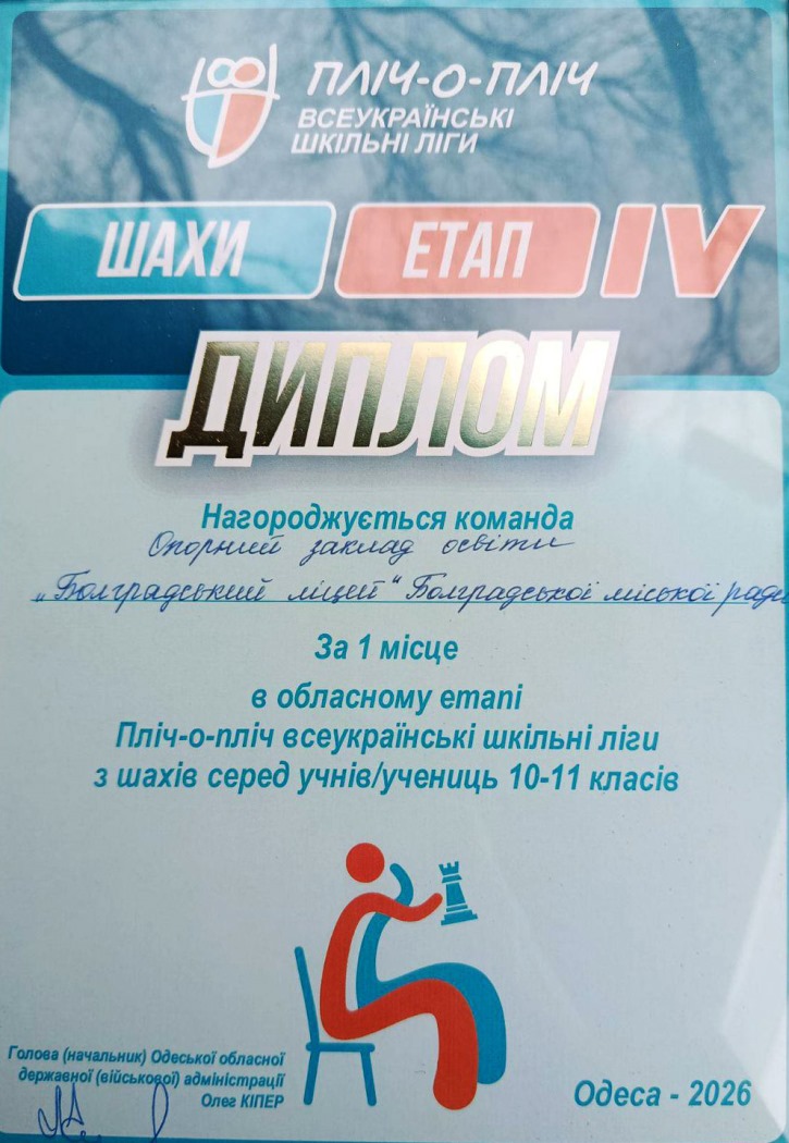 «Незламні титани» з Болграда вибороли перемогу в обласному турнірі «Пліч-о-пліч» з шахів