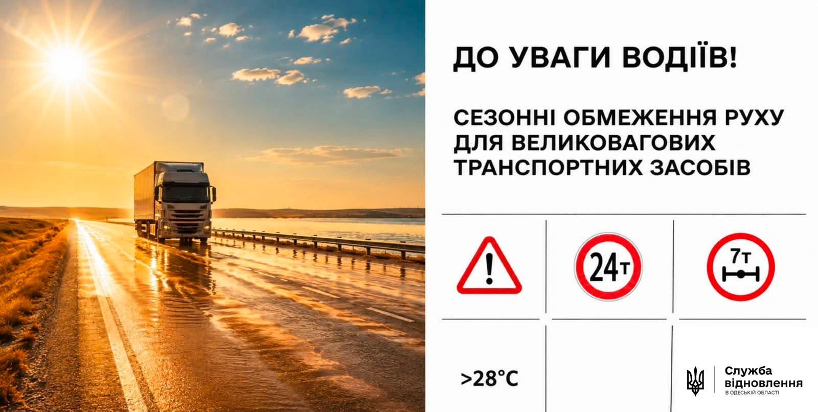 Через аномальну спеку на Одещині обмежують рух великовагового транспорту