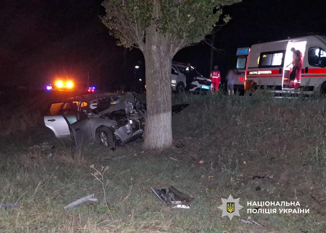 У Білгород-Дністровському районі автомобіль врізався у придорожнє дерево: загинули двоє людей. Оновлено